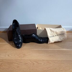 Louis Vuitton Men's Black Leather Lace Up Derby Dress Shoes Size 9